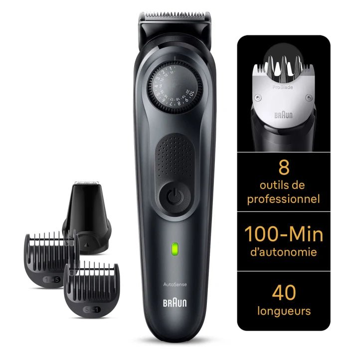 Tondeuse à barbe Series 7 BT7441 avec lame ProBlade, bouton de précision, 8 outils de professionnel, 100 minutes d’autonomie, gris - ABPM